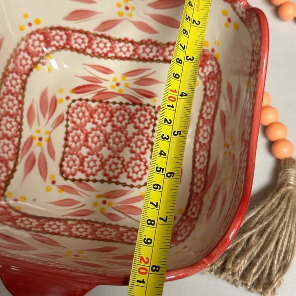 Temp-tations Old World Cranberry Ceramic Square Bowl - Picture 7 of 9